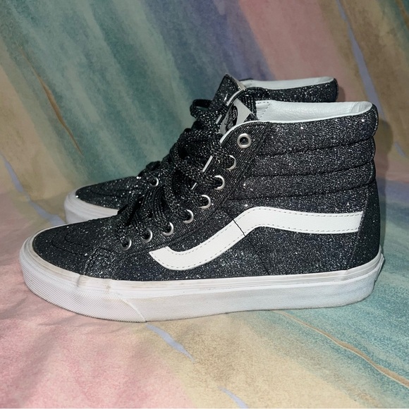 Vans SK8-Hi Reissue women’s size 8.5 Shoes Lurex Glitter-Black - Picture 2 of 9